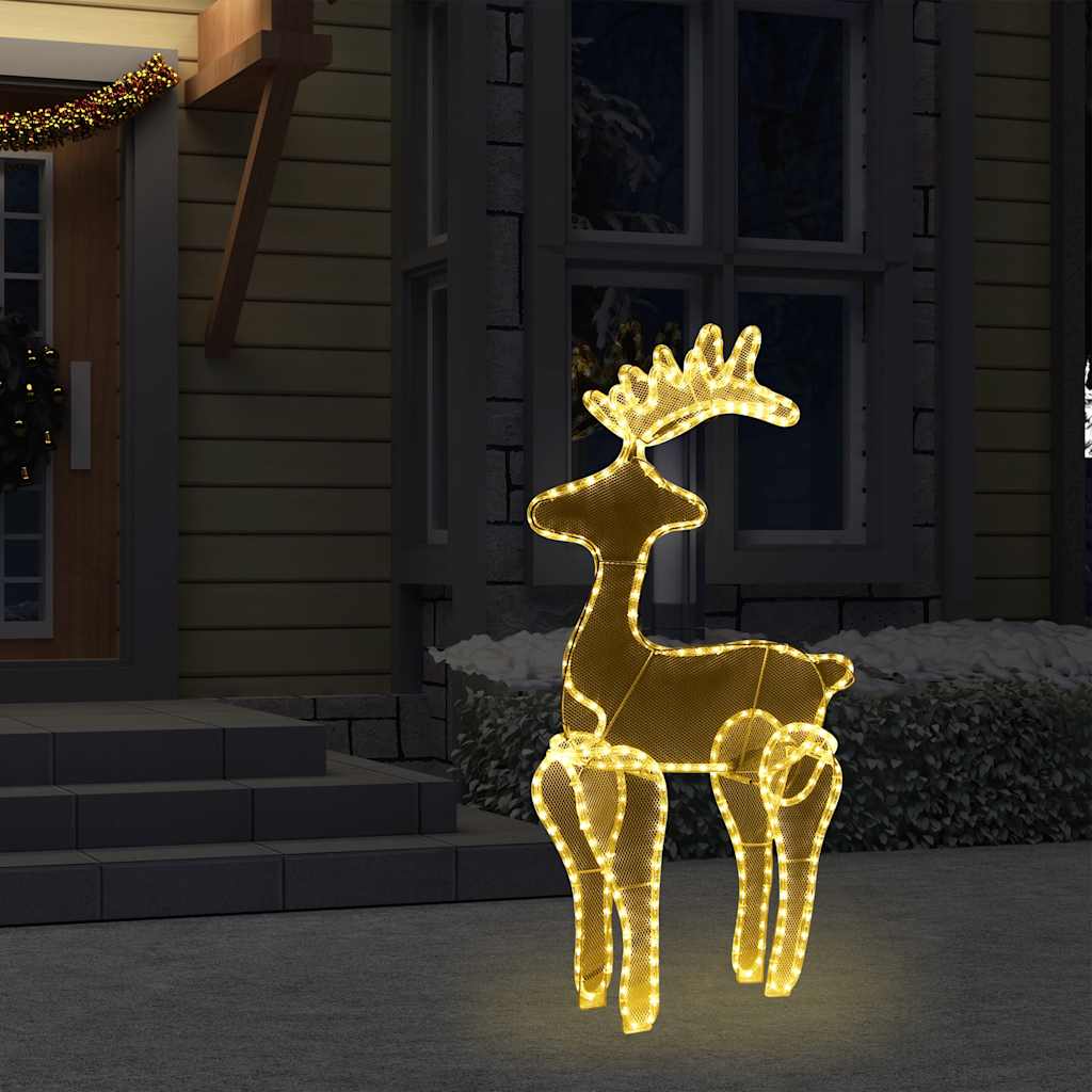 vidaXL Rentier Weihnachtsdekoration mit Mesh 306 LEDs 60x24x89 cm