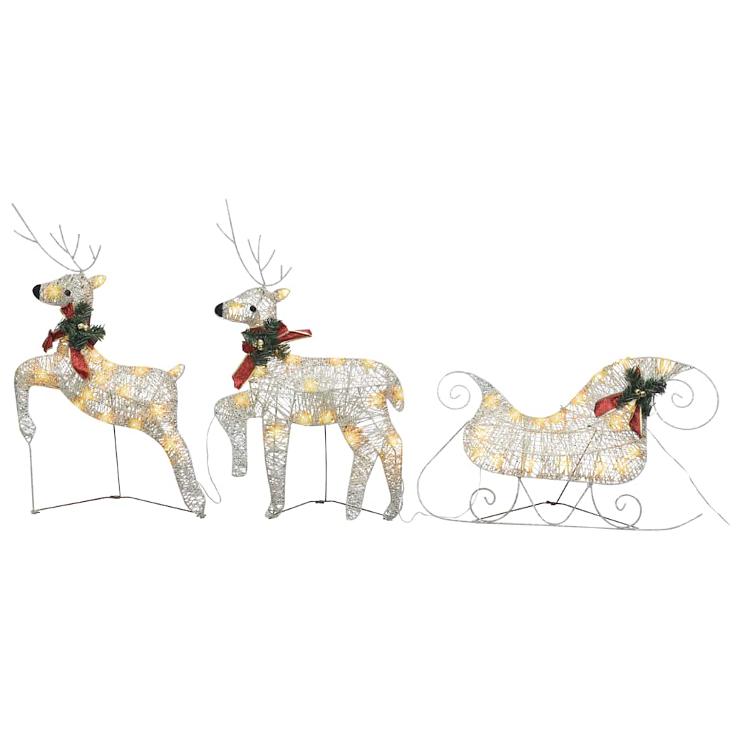 vidaXL Weihnachtsdeko Rentier & Schlitten 60 LEDs Outdoor Golden