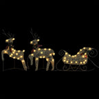 vidaXL Weihnachtsdeko Rentier & Schlitten 60 LEDs Outdoor Golden
