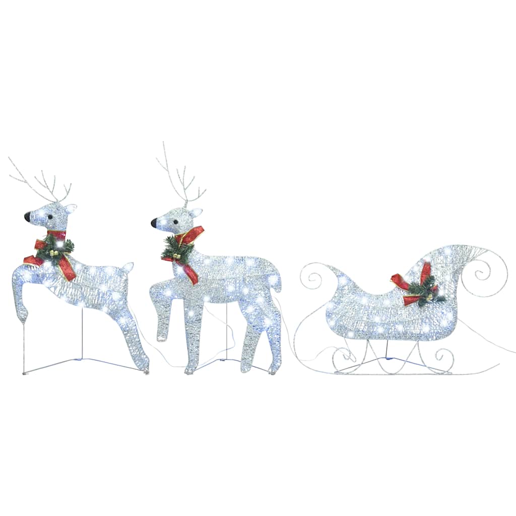 vidaXL Weihnachtsdeko Rentier & Schlitten 60 LEDs Outdoor Silbern