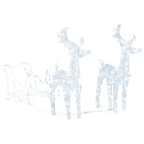 vidaXL Rentiere & Schlitten Weihnachtsdekoration 160 LEDs 130 cm Acryl