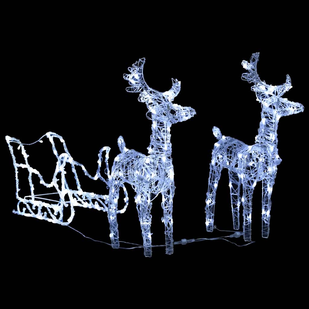 vidaXL Rentiere & Schlitten Weihnachtsdekoration 160 LEDs 130 cm Acryl