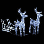 vidaXL Rentiere & Schlitten Weihnachtsdekoration 160 LEDs 130 cm Acryl