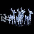 vidaXL Weihnachtsdekoration Rentiere & Schlitten 280x28x55 cm Acryl