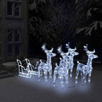 vidaXL Weihnachtsdekoration Rentiere & Schlitten 280x28x55 cm Acryl
