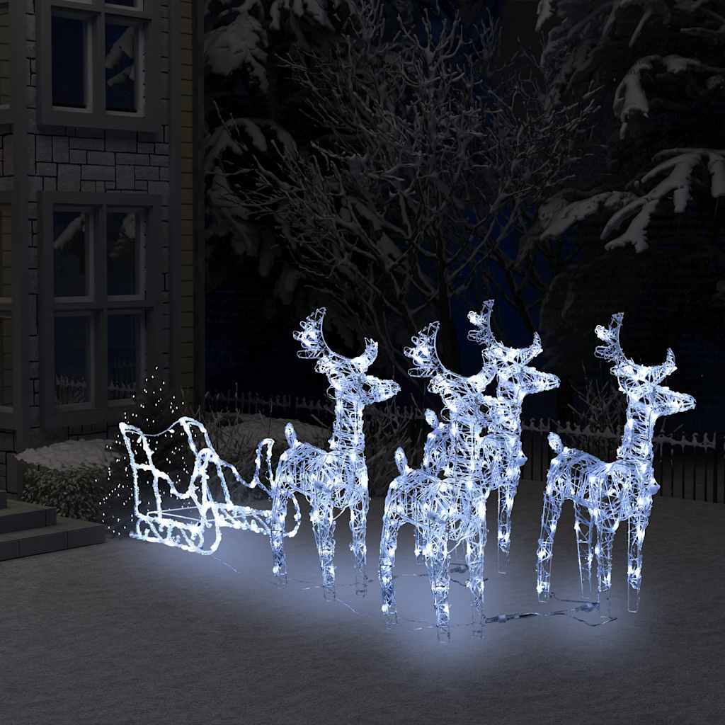vidaXL Weihnachtsdekoration Rentiere & Schlitten 280x28x55 cm Acryl