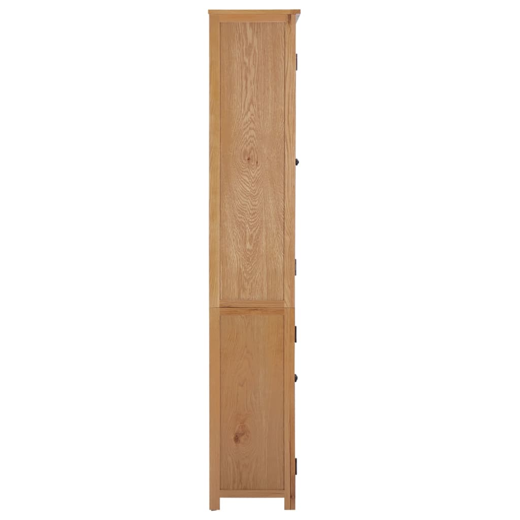 vidaXL Bücherschrank mit 4 Türen 90x35x200 cm Eiche Massivholz & Glas