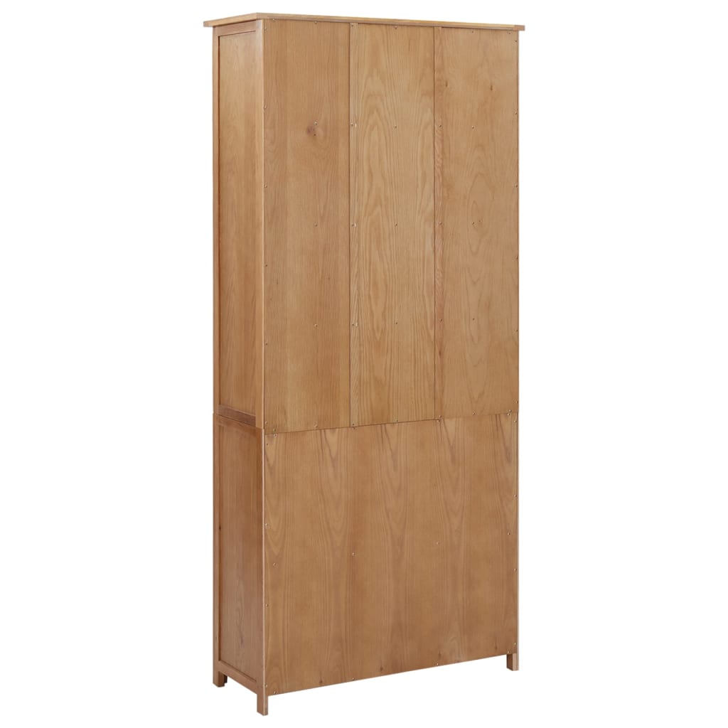 vidaXL Bücherschrank mit 4 Türen 90x35x200 cm Eiche Massivholz & Glas