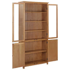 vidaXL Bücherschrank mit 4 Türen 90x35x200 cm Eiche Massivholz & Glas