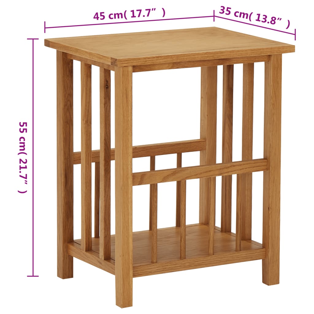 vidaXL Zeitungstisch 45x35x55 cm Eiche Massivholz