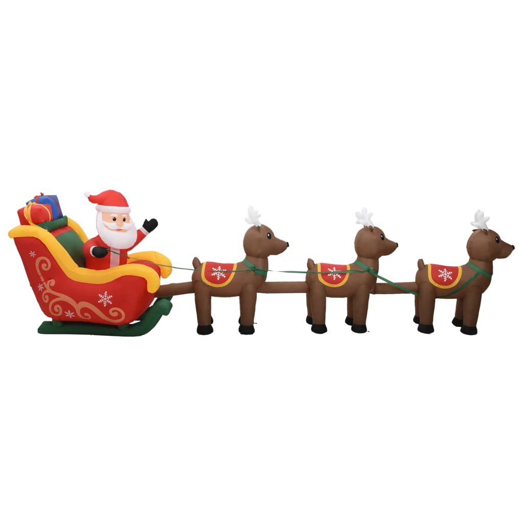 vidaXL Aufblasbarer Weihnachtsmann mit Rentieren LED 490 cm