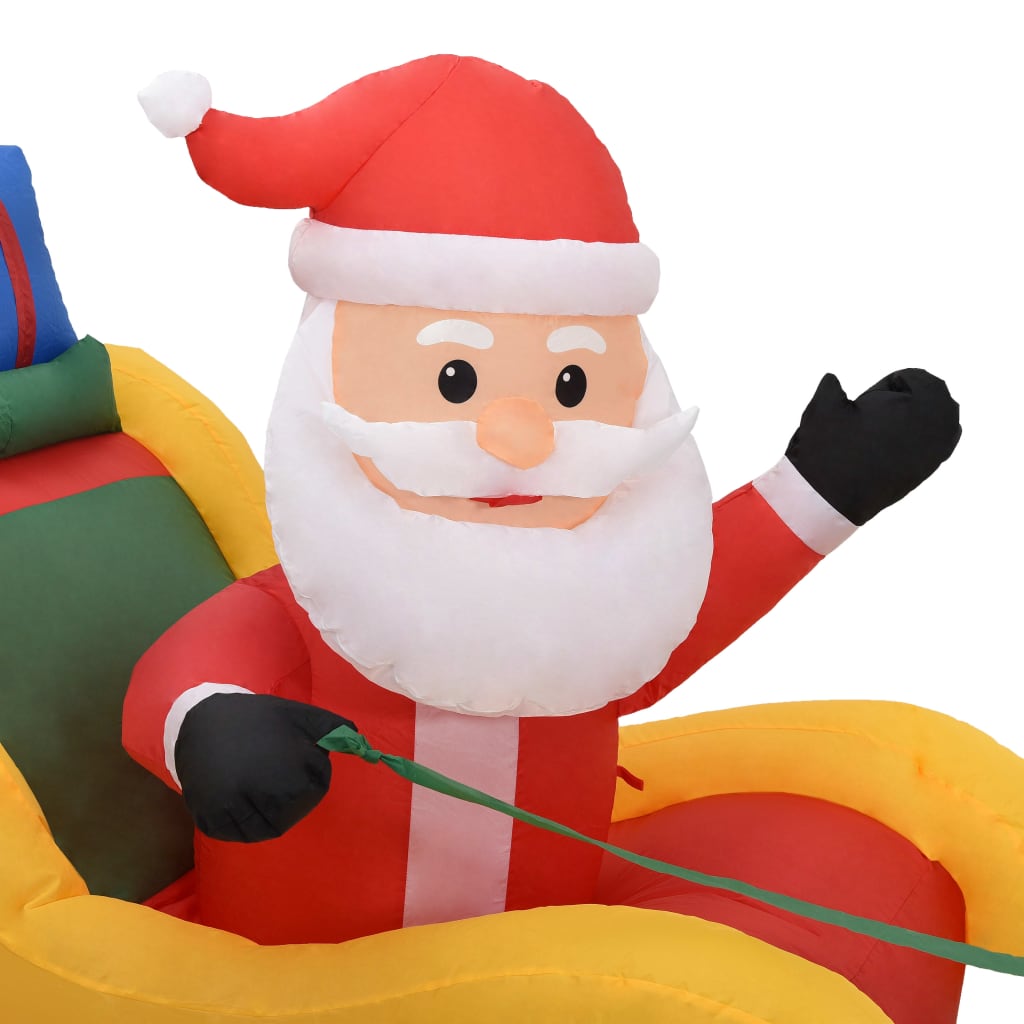 vidaXL Aufblasbarer Weihnachtsmann mit Rentieren LED 490 cm
