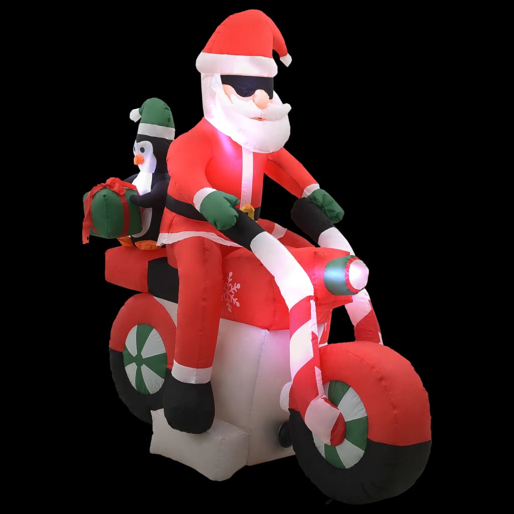 vidaXL Aufblasbarer Weihnachtsmann auf Motorrad LED IP44 160 cm