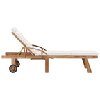 vidaXL Sonnenliegen mit Auflagen 2 Stk. Massivholz Teak Creme