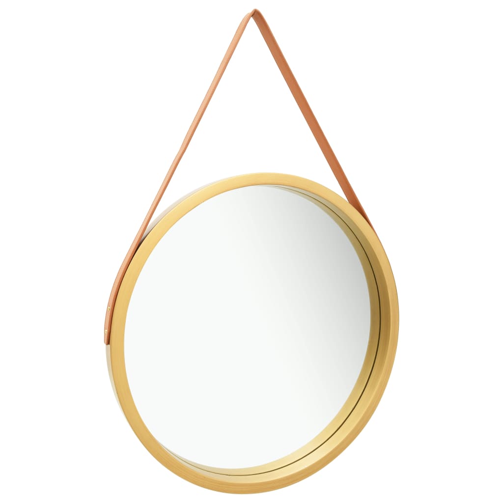 vidaXL Wandspiegel mit Riemen 60 cm Golden