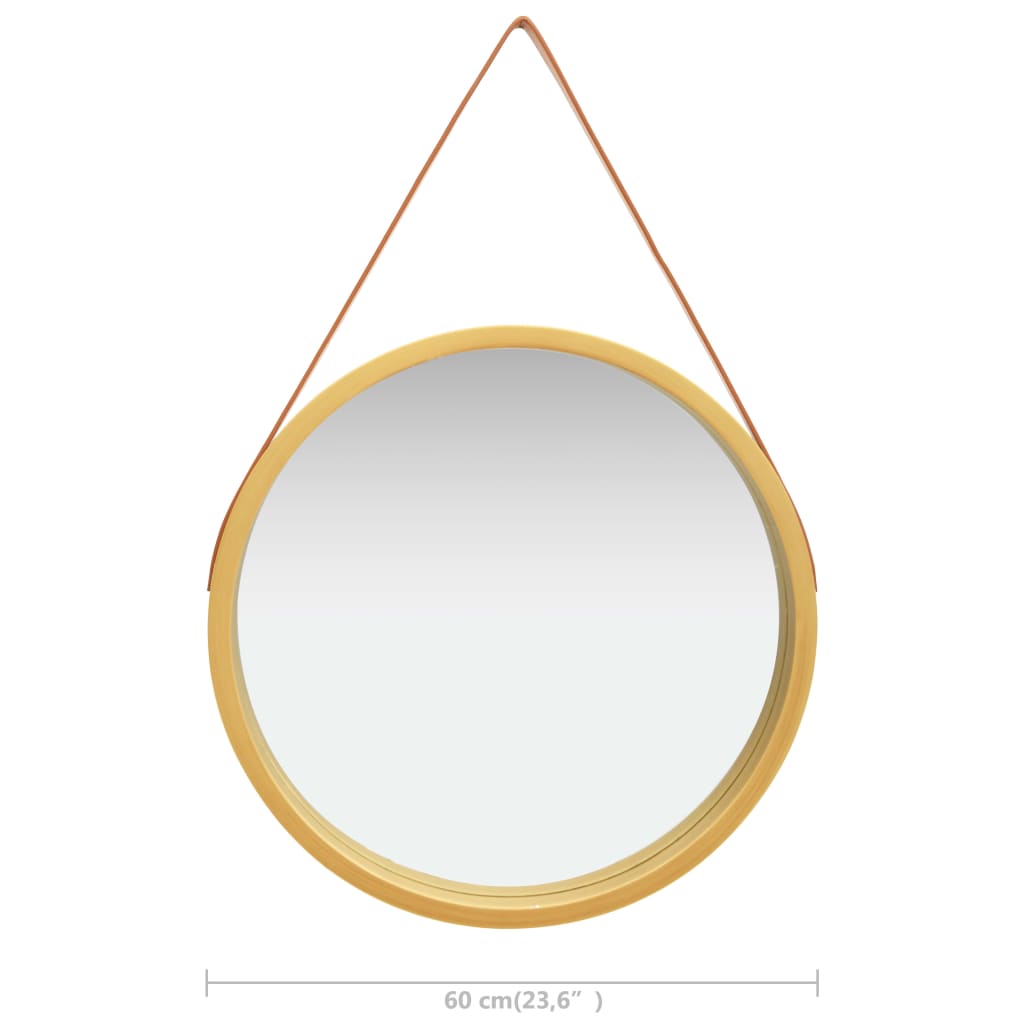 vidaXL Wandspiegel mit Riemen 60 cm Golden
