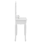 vidaXL Schminktisch-Set mit Hocker Weiß 80x69x141cm Paulowniaholz