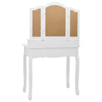 vidaXL Schminktisch-Set mit Hocker Weiß 80x69x141cm Paulowniaholz