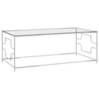 vidaXL Couchtisch Silbern Edelstahl und Glas