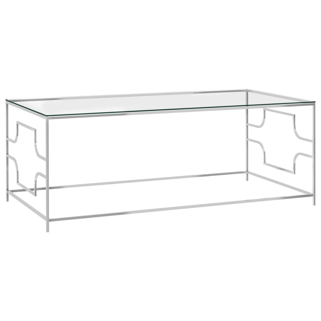 vidaXL Couchtisch Silbern Edelstahl und Glas