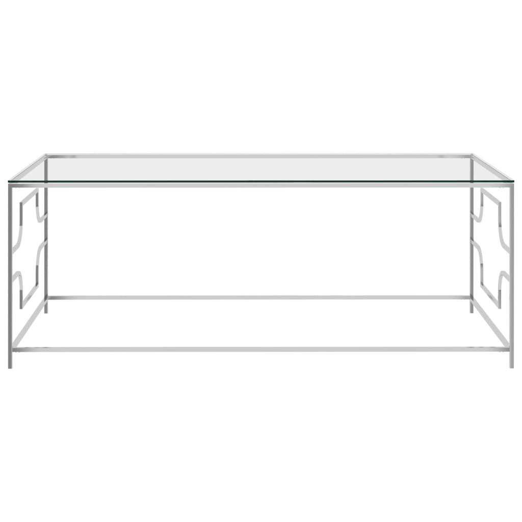 vidaXL Couchtisch Silbern Edelstahl und Glas