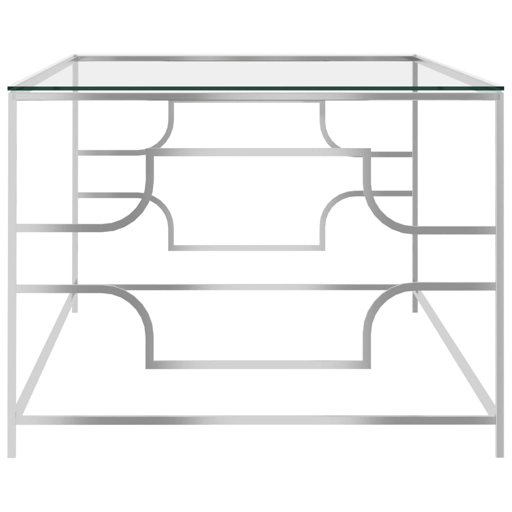 vidaXL Couchtisch Silbern Edelstahl und Glas