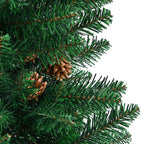vidaXL Weihnachtsbaum Schlank mit Echtholz und Zapfen Grün 150 cm PVC