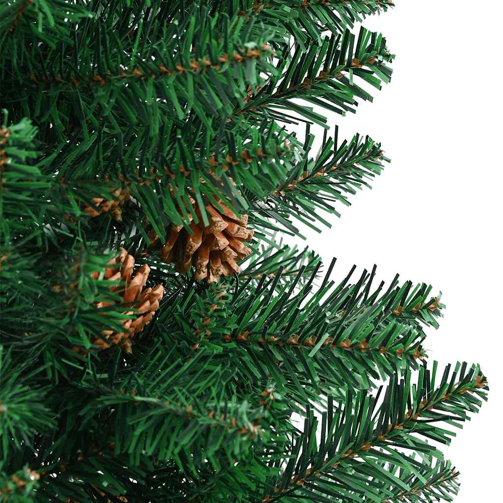 vidaXL Weihnachtsbaum Schlank mit Echtholz und Zapfen Grün 150 cm PVC