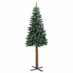 vidaXL Weihnachtsbaum Schlank mit Echtholz und Schnee Grün 150 cm