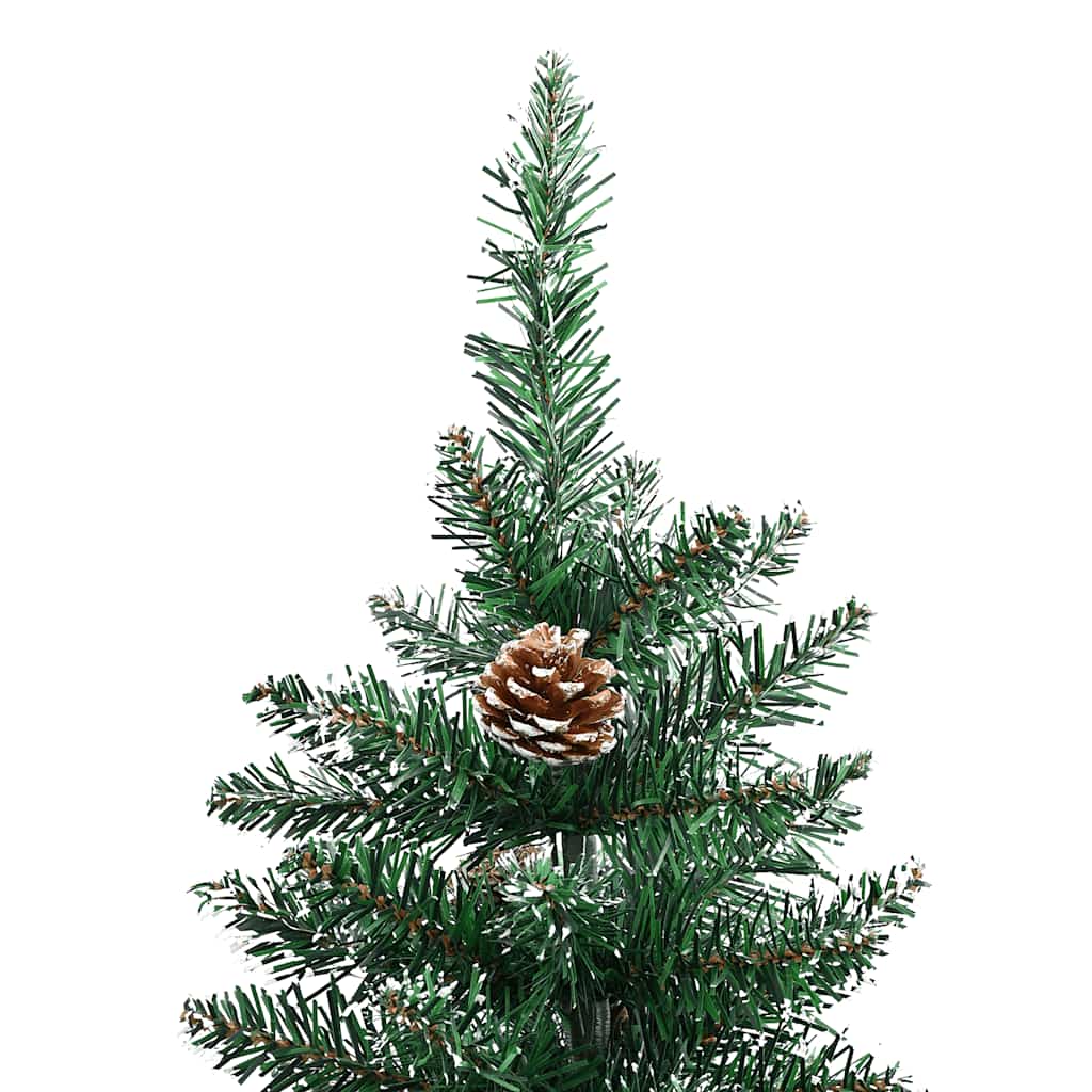 vidaXL Weihnachtsbaum Schlank mit Echtholz und Schnee Grün 150 cm