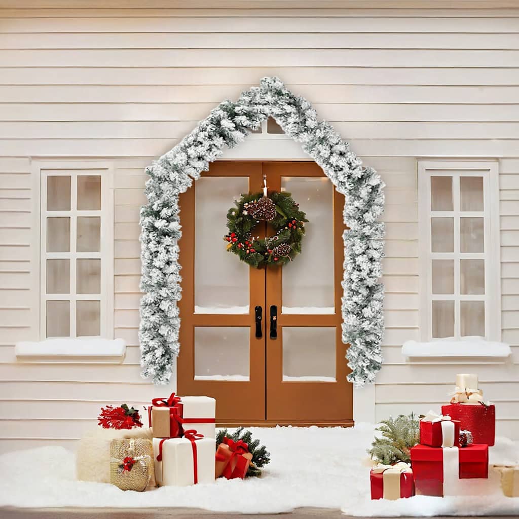 vidaXL Weihnachtsgirlande mit Schnee Grün 5 m PVC