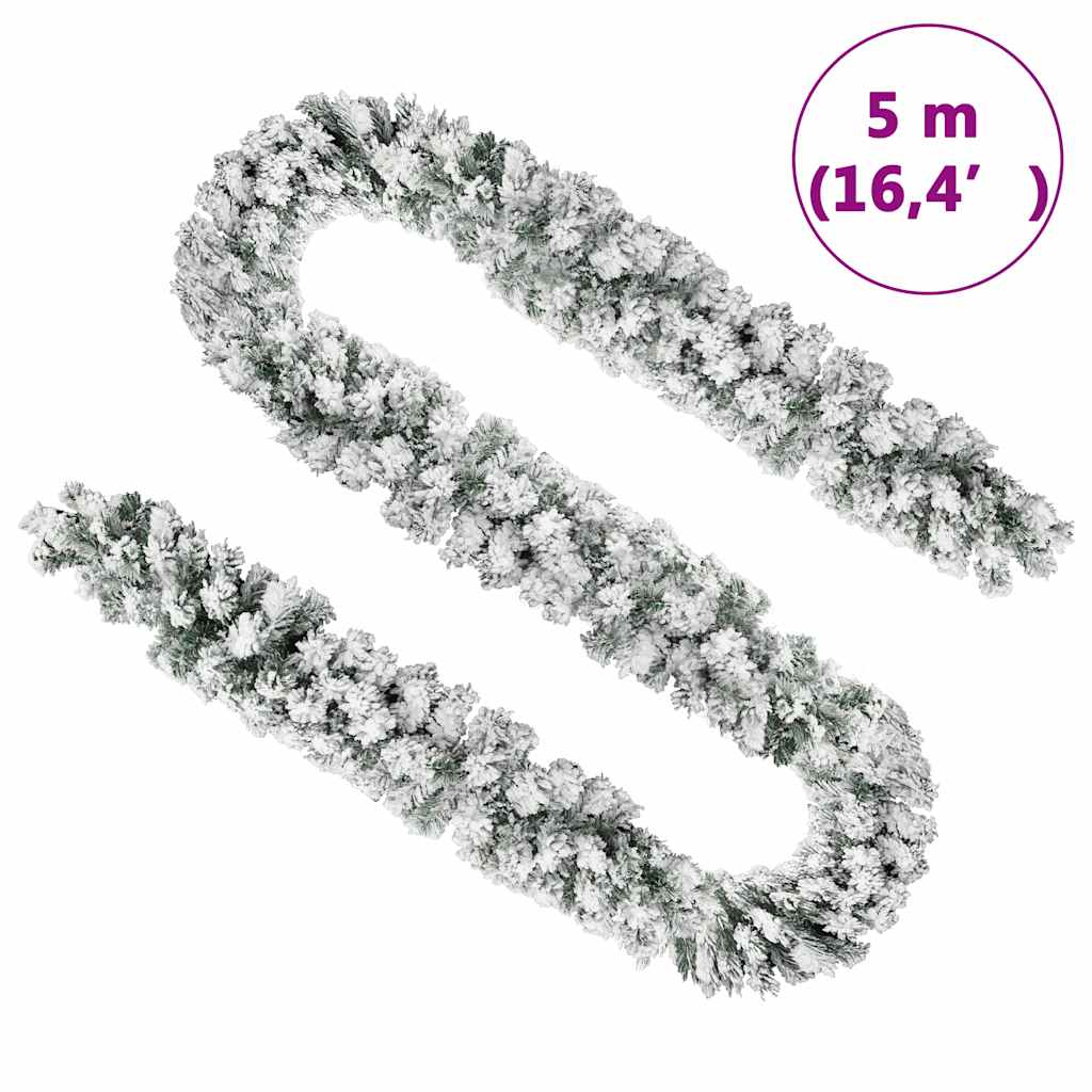 vidaXL Weihnachtsgirlande mit Schnee Grün 5 m PVC