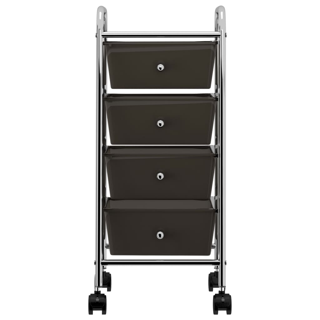 vidaXL Schubladenwagen mit 4 Schubladen Schwarz Kunststoff