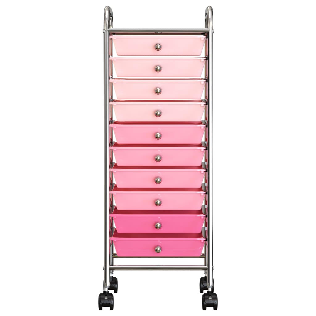 vidaXL Schubladenwagen mit 10 Schubladen Ombre Rosa Kunststoff
