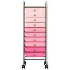 vidaXL Schubladenwagen mit 10 Schubladen Ombre Rosa Kunststoff
