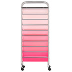 vidaXL Schubladenwagen mit 10 Schubladen Ombre Rosa Kunststoff