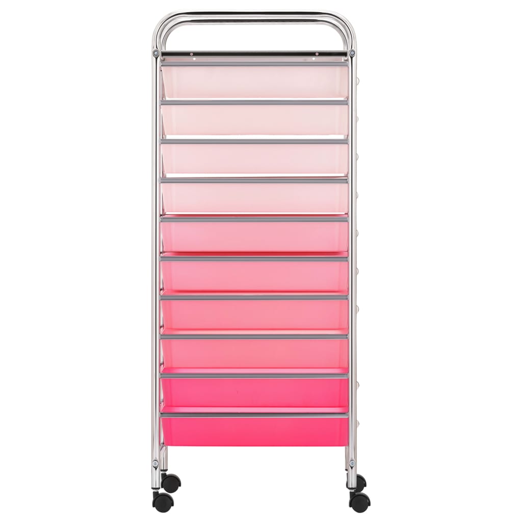 vidaXL Schubladenwagen mit 10 Schubladen Ombre Rosa Kunststoff