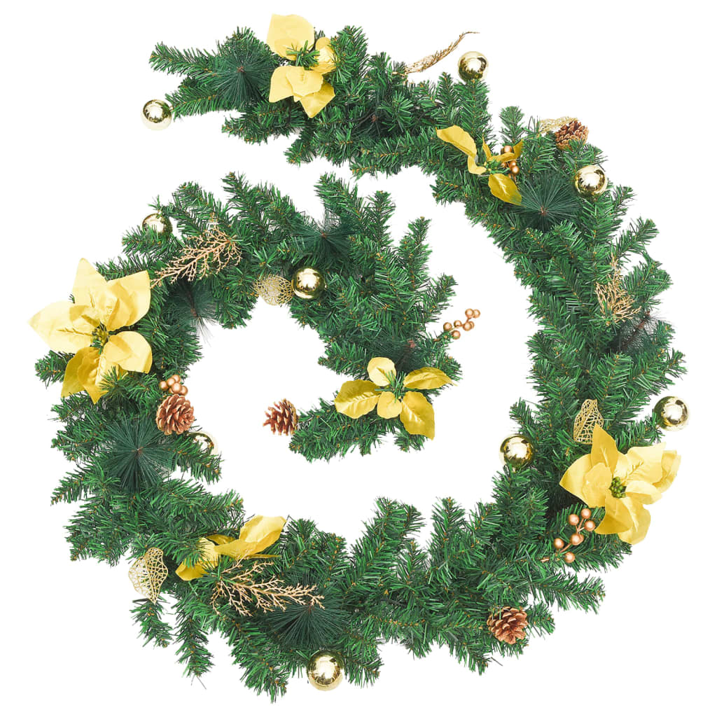 vidaXL Weihnachtsgirlande mit LED-Lichtern Grün 2,7 m PVC
