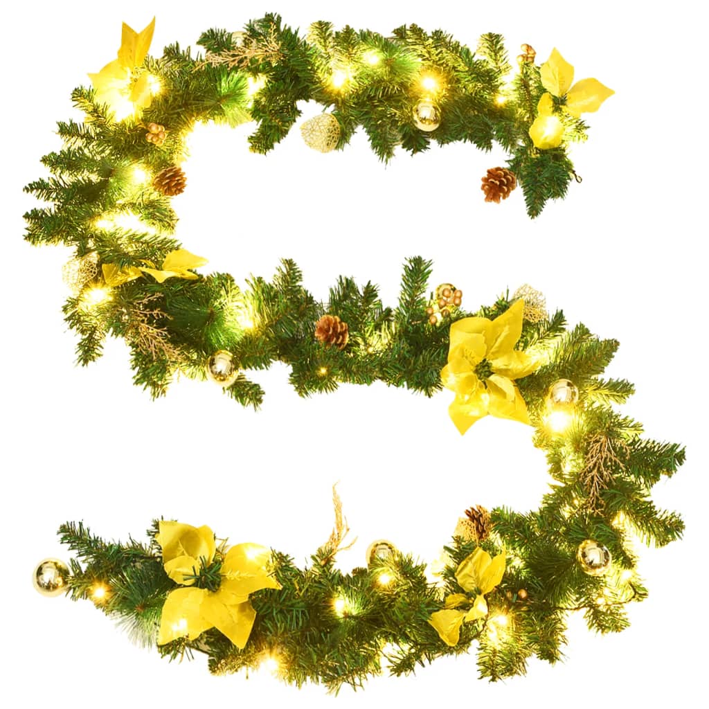 vidaXL Weihnachtsgirlande mit LED-Lichtern Grün 2,7 m PVC