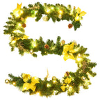 vidaXL Weihnachtsgirlande mit LED-Lichtern Grün 2,7 m PVC