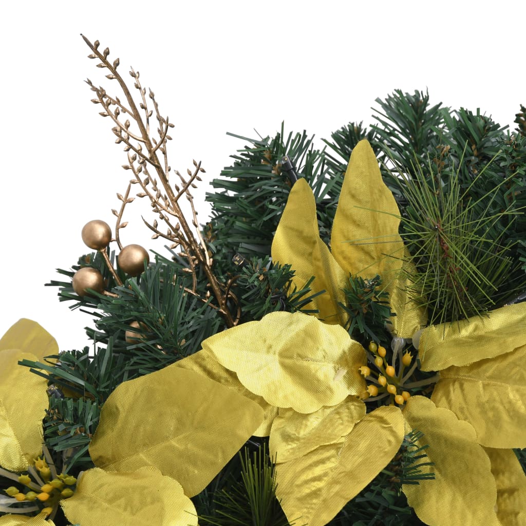 vidaXL Weihnachtskranz mit LED-Leuchten Grün 60 cm PVC