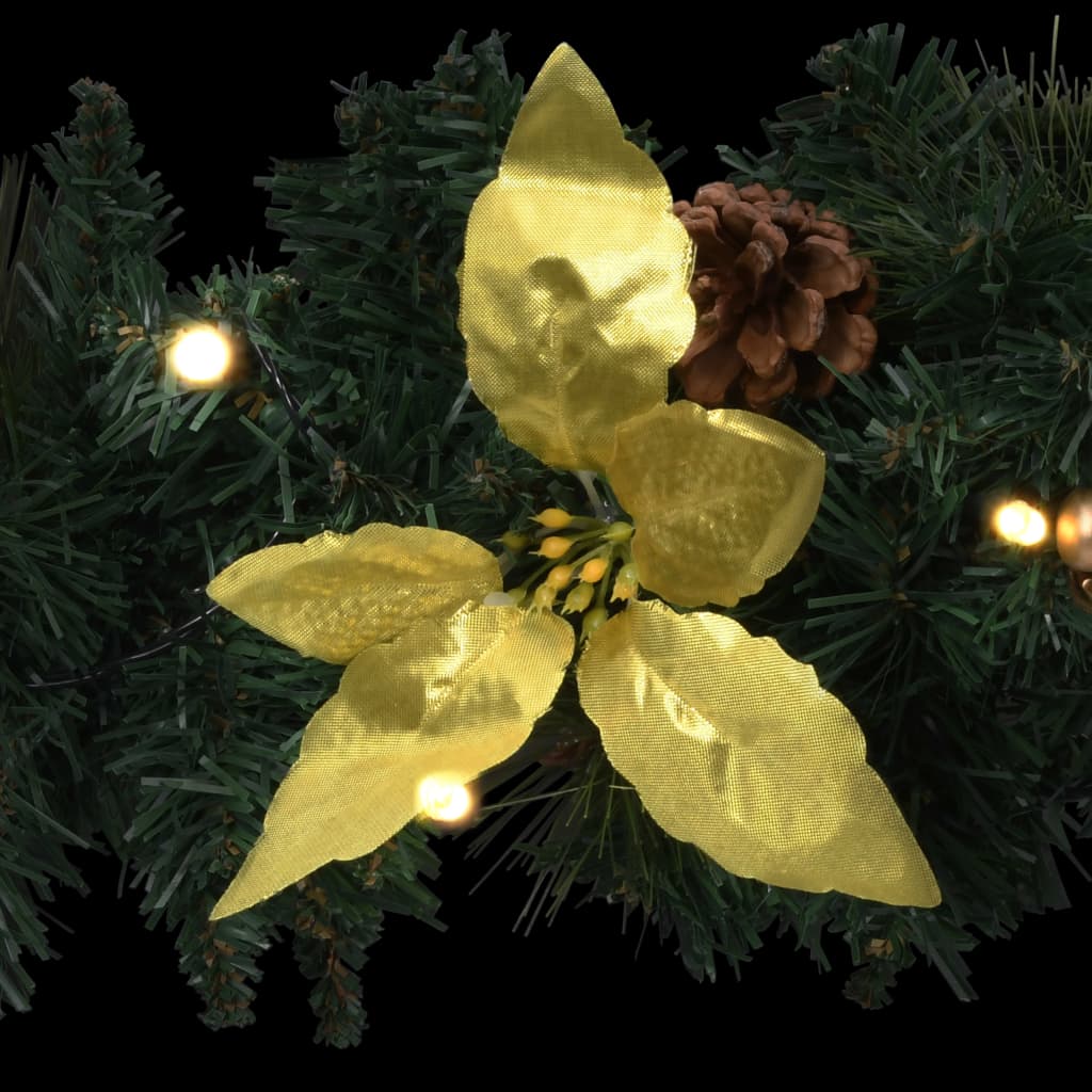 vidaXL Weihnachtskranz mit LED-Leuchten Grün 60 cm PVC