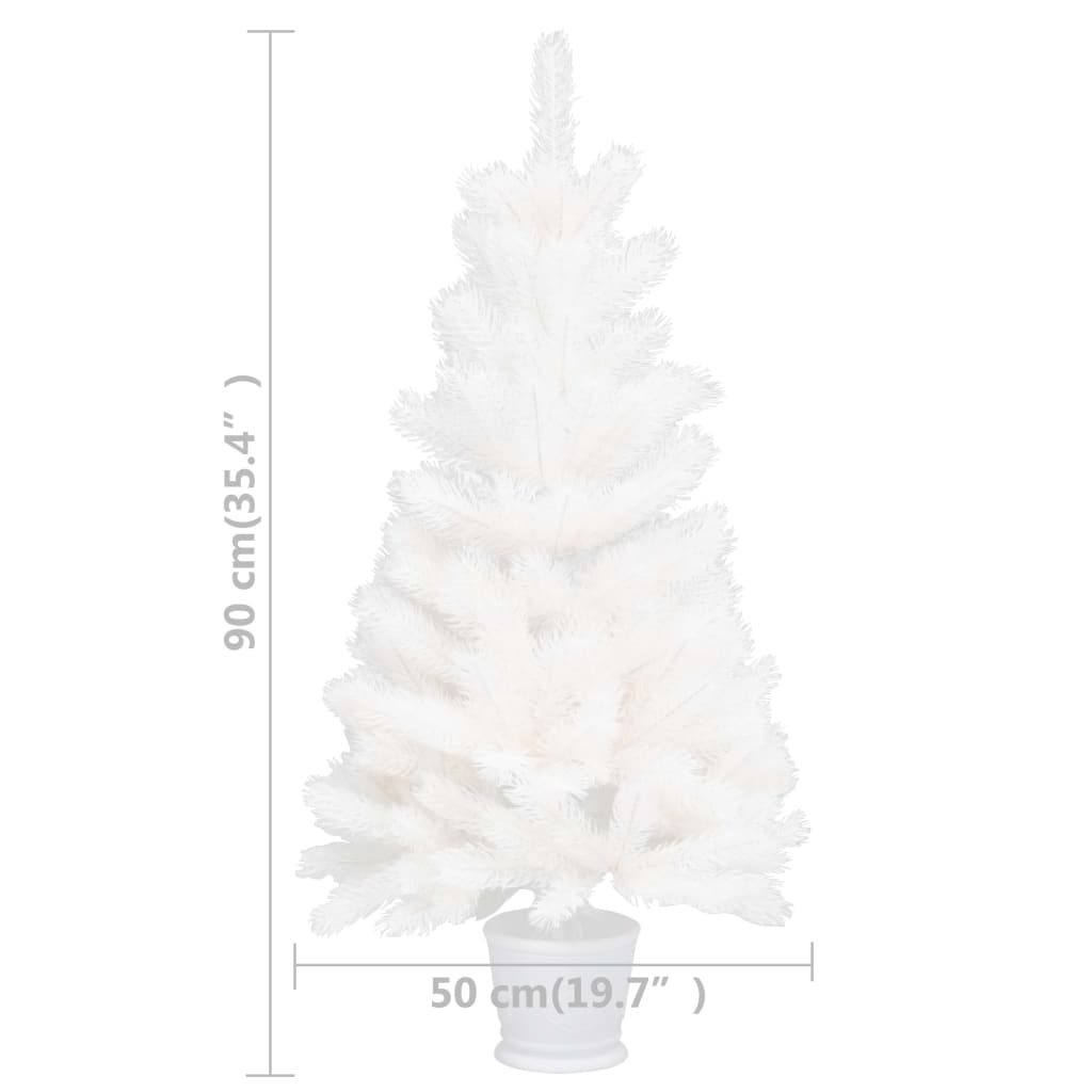 vidaXL Künstlicher Weihnachtsbaum Naturgetreue Nadeln Weiß 90 cm