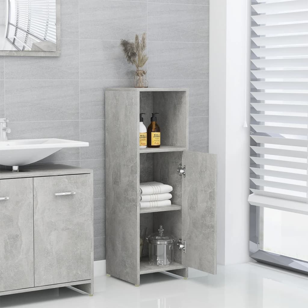 vidaXL Badezimmerschrank Betongrau 30x30x95 cm Holzwerkstoff