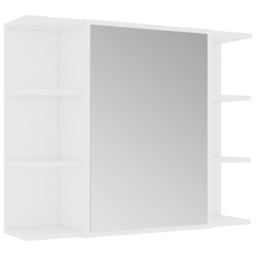 vidaXL Bad-Spiegelschrank Weiß 80x20,5x64 cm Holzwerkstoff