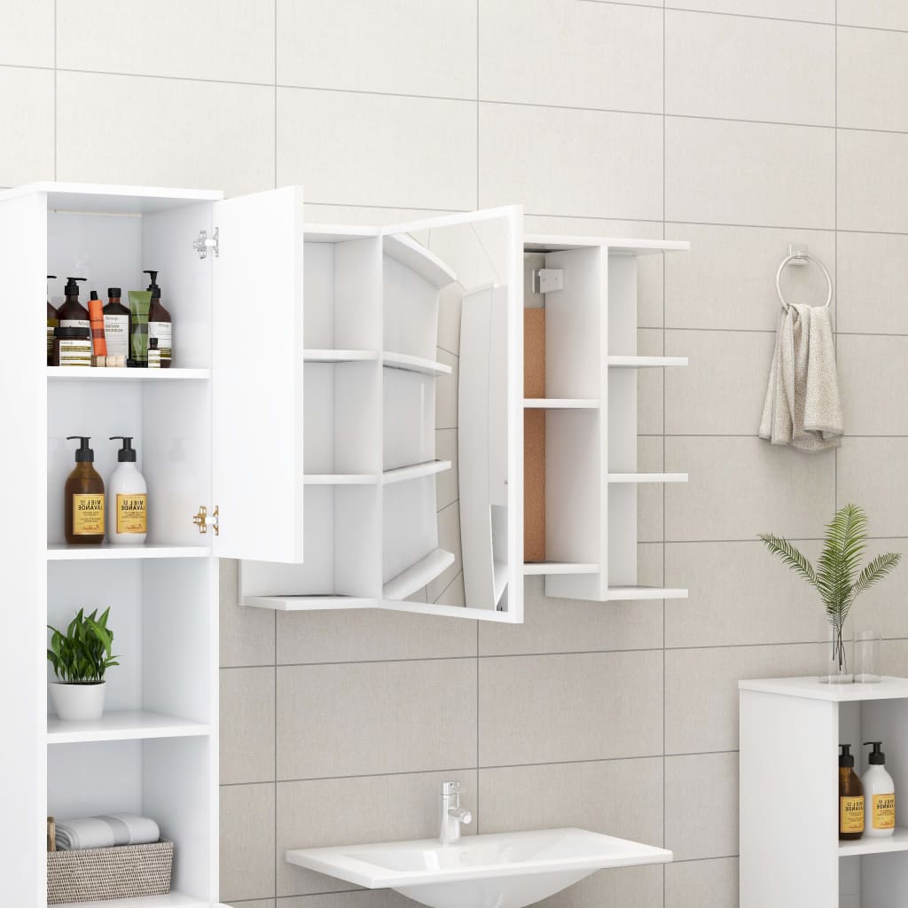 vidaXL Bad-Spiegelschrank Weiß 80x20,5x64 cm Holzwerkstoff