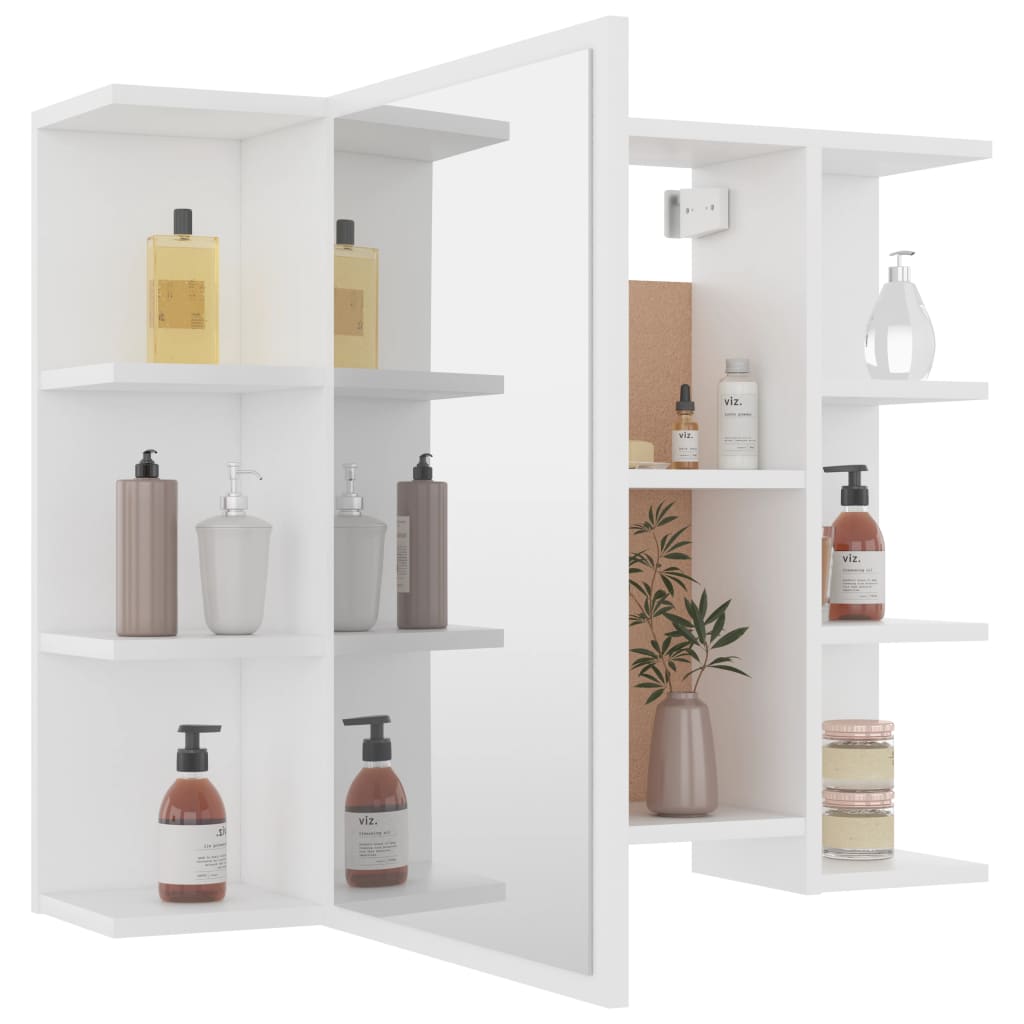 vidaXL Bad-Spiegelschrank Weiß 80x20,5x64 cm Holzwerkstoff