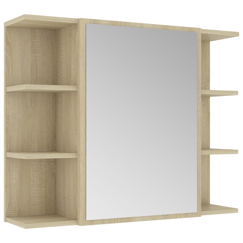 vidaXL Bad-Spiegelschrank Sonoma-Eiche 80x20,5x64 cm Holzwerkstoff