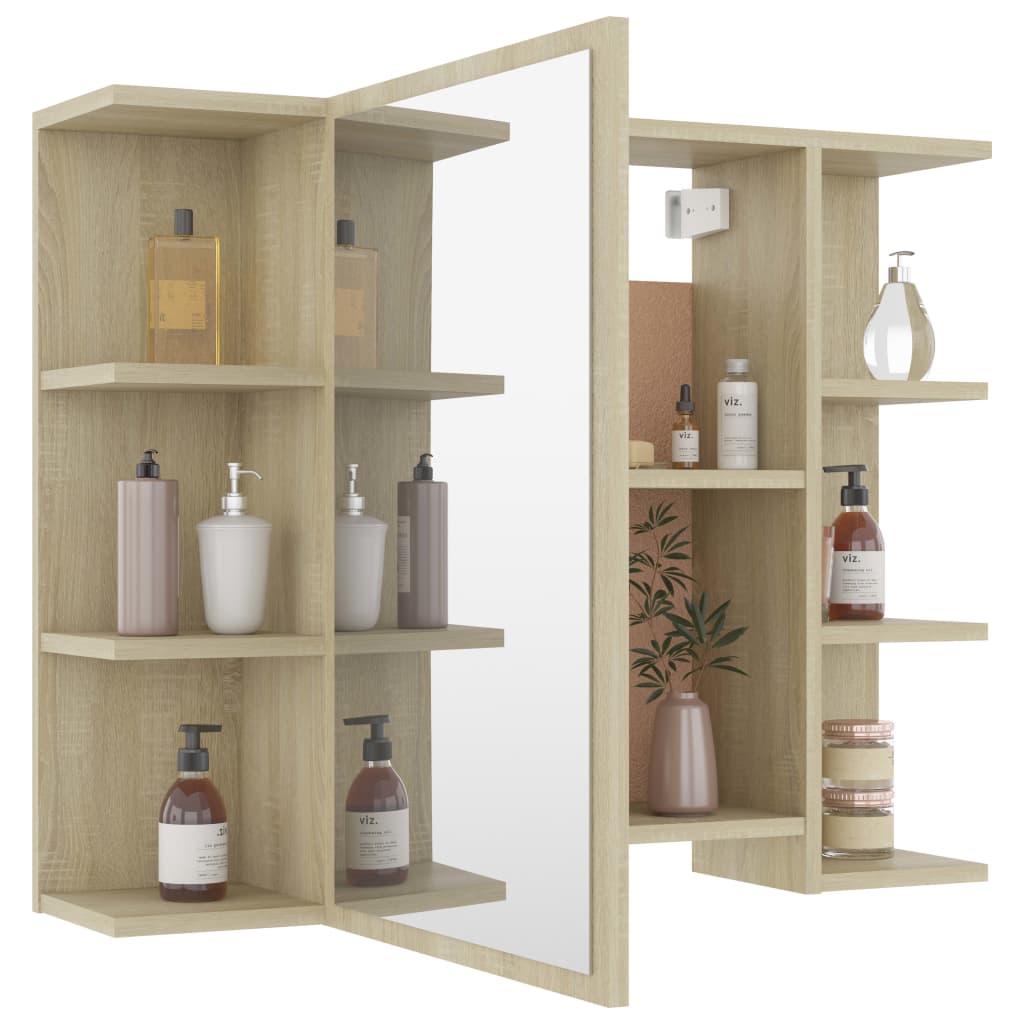 vidaXL Bad-Spiegelschrank Sonoma-Eiche 80x20,5x64 cm Holzwerkstoff