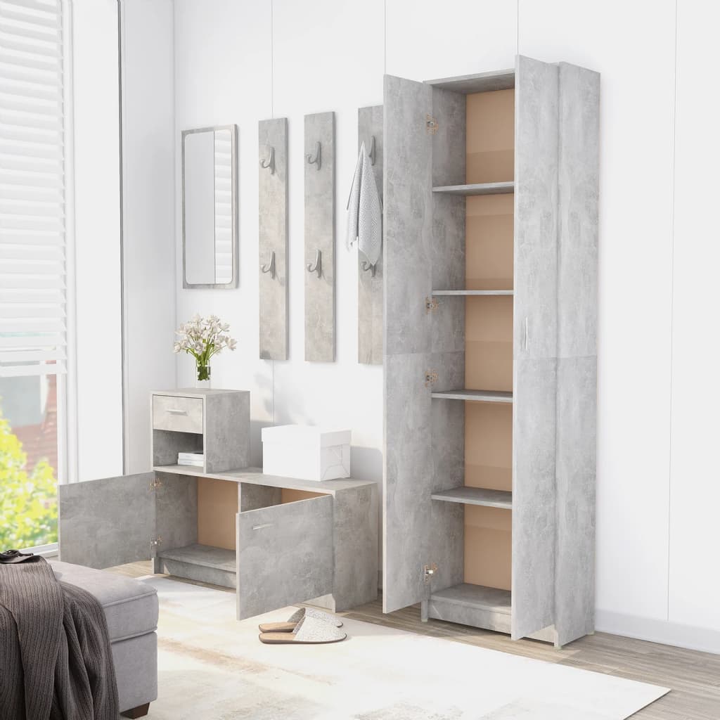vidaXL Garderobenschrank Betongrau 55x25x189 cm Holzwerkstoff